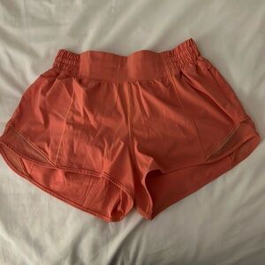 Coral Lululemon Hotty Hot High Rise Shorts 2.5”
